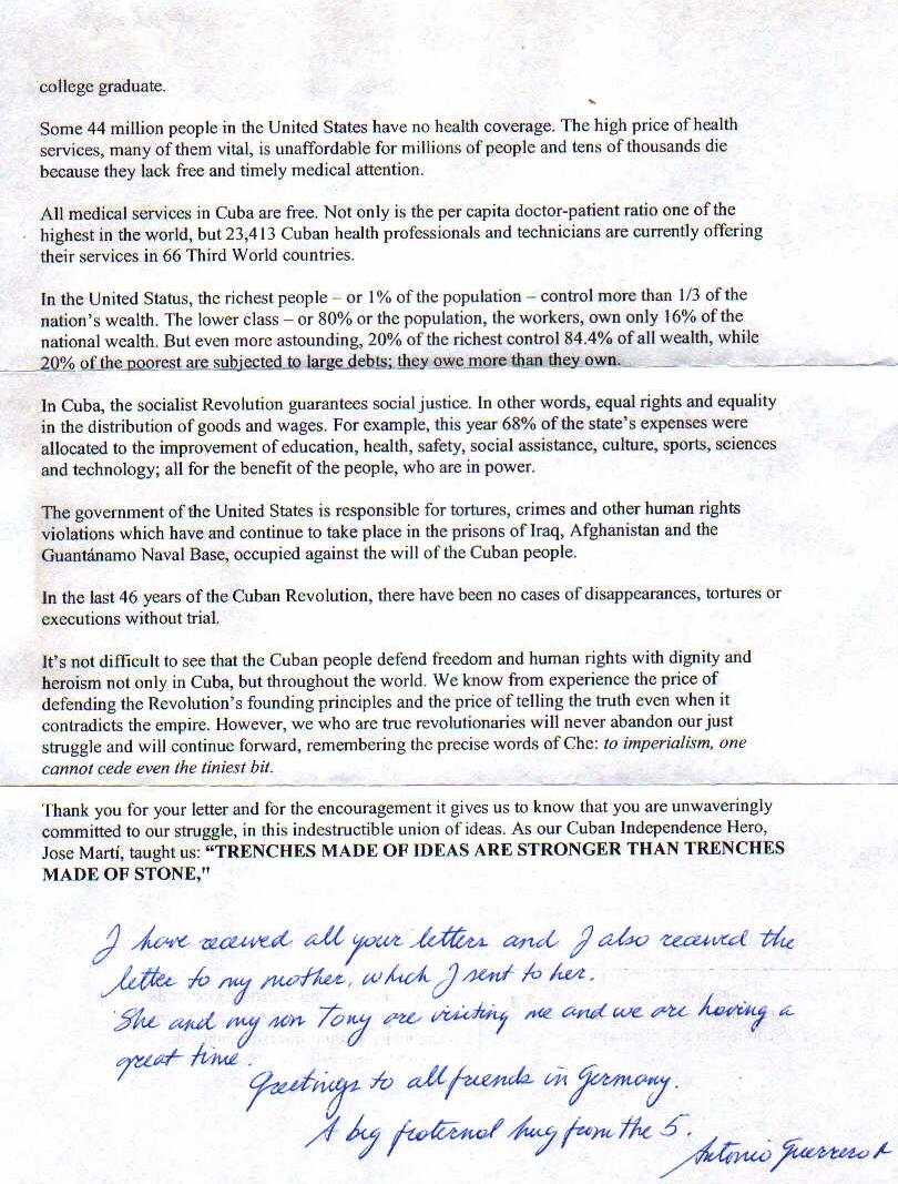 Brief von 
Antonio vom 28.04.05
