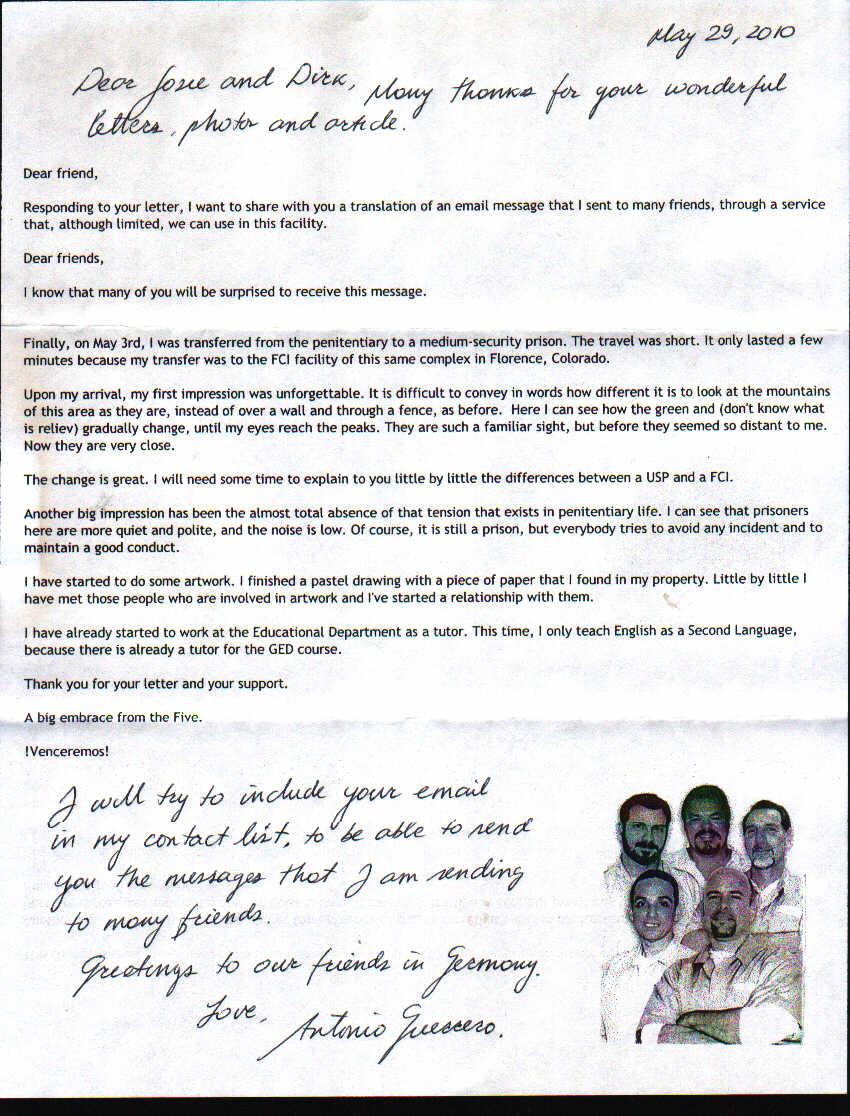 Brief von 
Antonio vom 29. Mai 2010