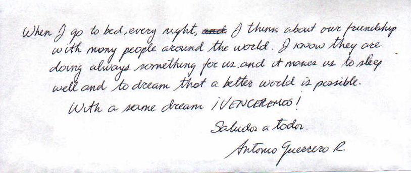 Brief von 
Antonio vom 11.9.04