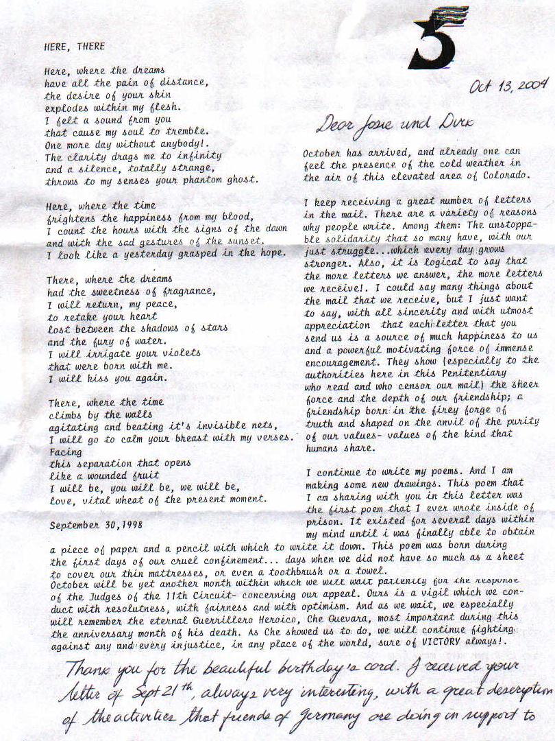 Brief von 
Antonio vom 13.10.04