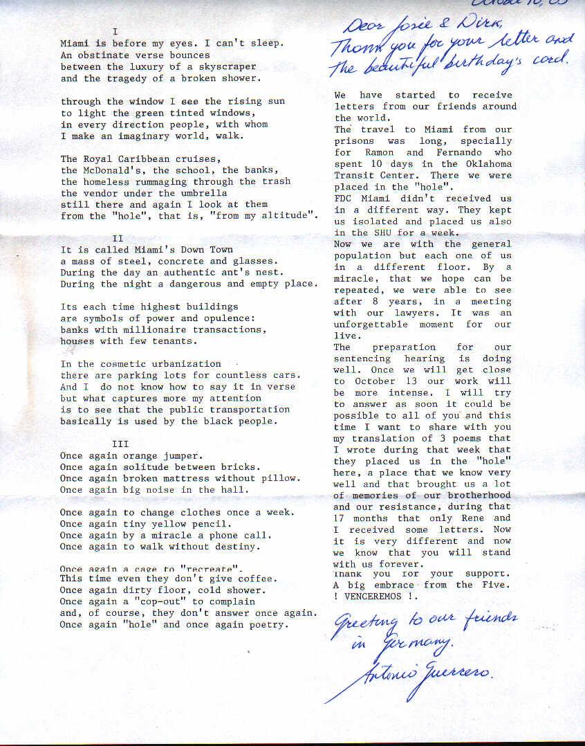 Brief von 
Antonio vom 10. Oktober 2009