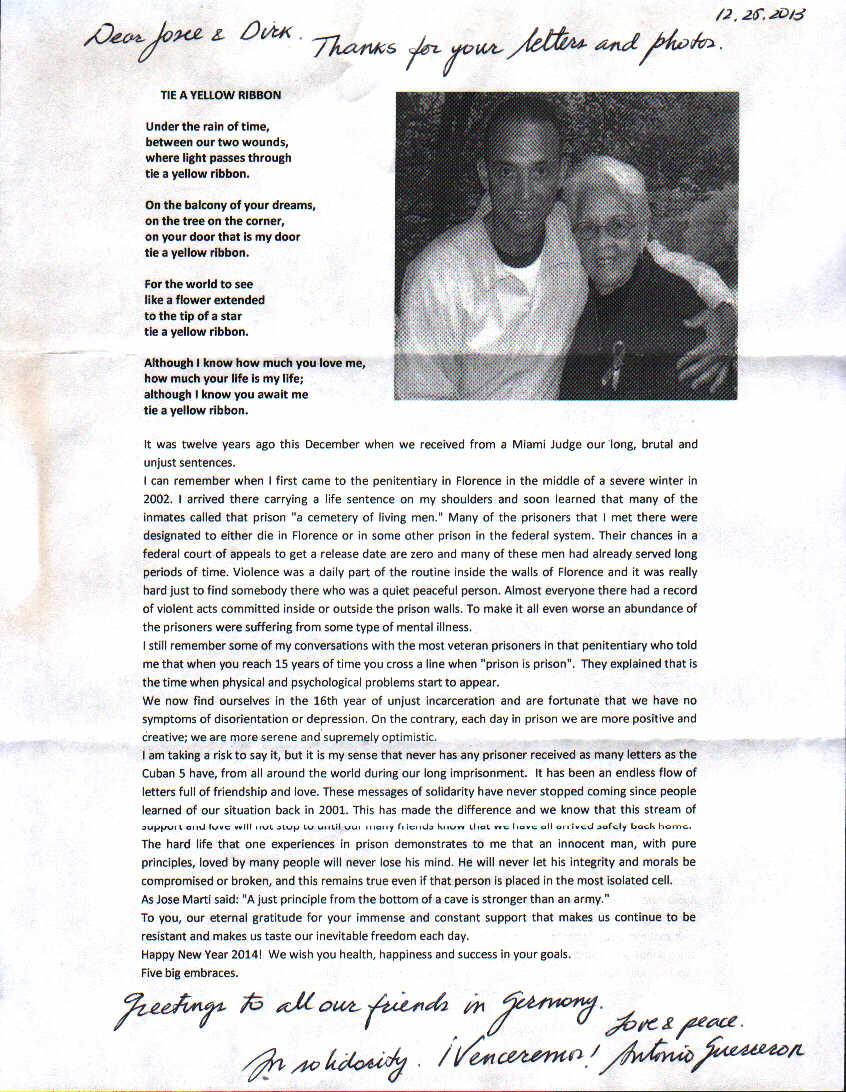 Brief von 
Antonio vom 25. Dezember 2013